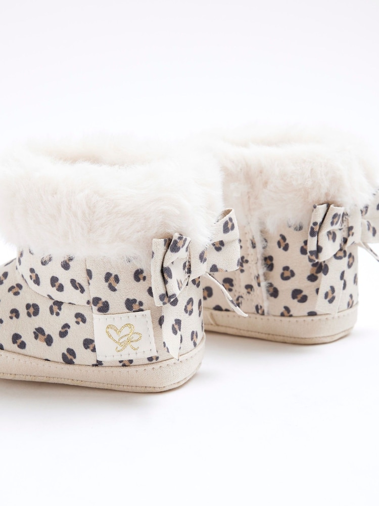 River Island Brown Baby Girls Leopard Print Suedette 100% Cotton Boots - Image 4 of 4