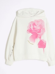 River Island Oversized Girls Rose 100% Cotton Hoodie - Bild 1 von 3