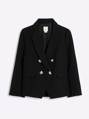 River Island Black Girls Military 100% Cotton Blazer - Image 1 of 3