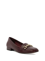 Dune London Burgundy Graice Low Block Square Toe Loafers - Image 2 of 6