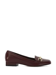 Dune London Burgundy Graice Low Block Square Toe Loafers - Image 3 of 6