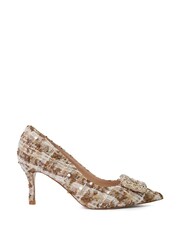 Dune London Cream Aquamarine Brooch Front Court Shoes - Image 1 of 5