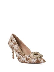 Dune London Cream Aquamarine Brooch Front Court Shoes - Image 2 of 5