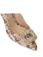 Dune London Cream Aquamarine Brooch Front Court Shoes - Image 5 of 5