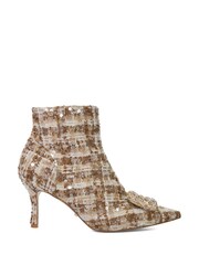 Dune London Cream Opulance Brooch Trim Boots - Image 3 of 6