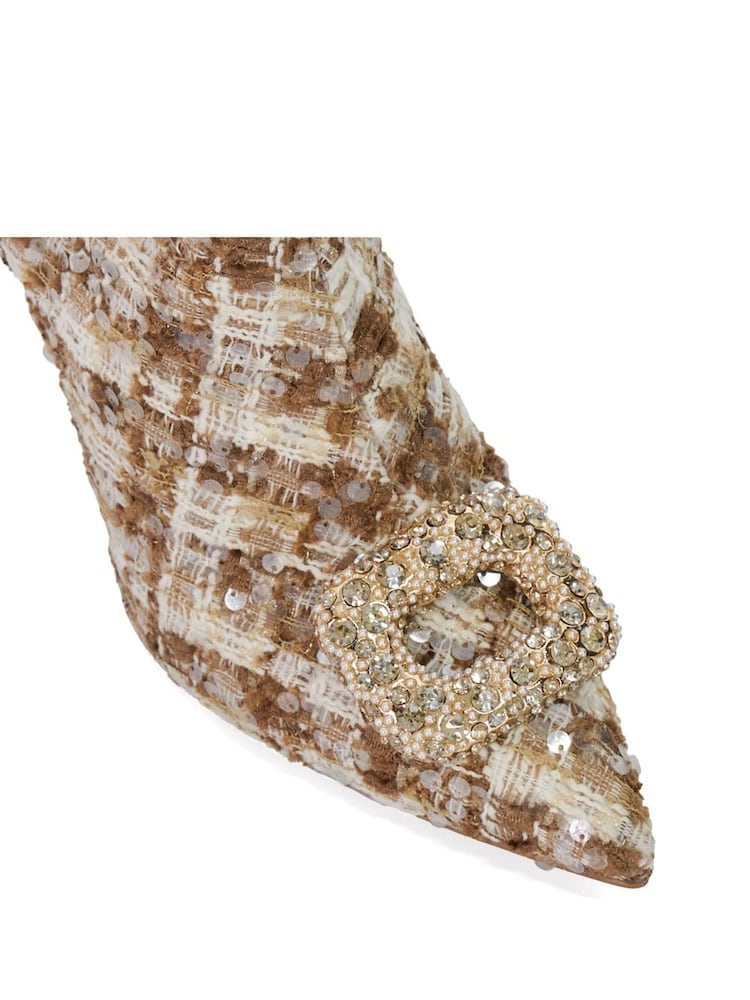 Dune London Cream Opulance Brooch Trim Boots - Image 6 of 6