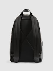 Reiss Grey Multi Flynn Monogram-Print Coated-Canvas Backpack - Image 4 of 5