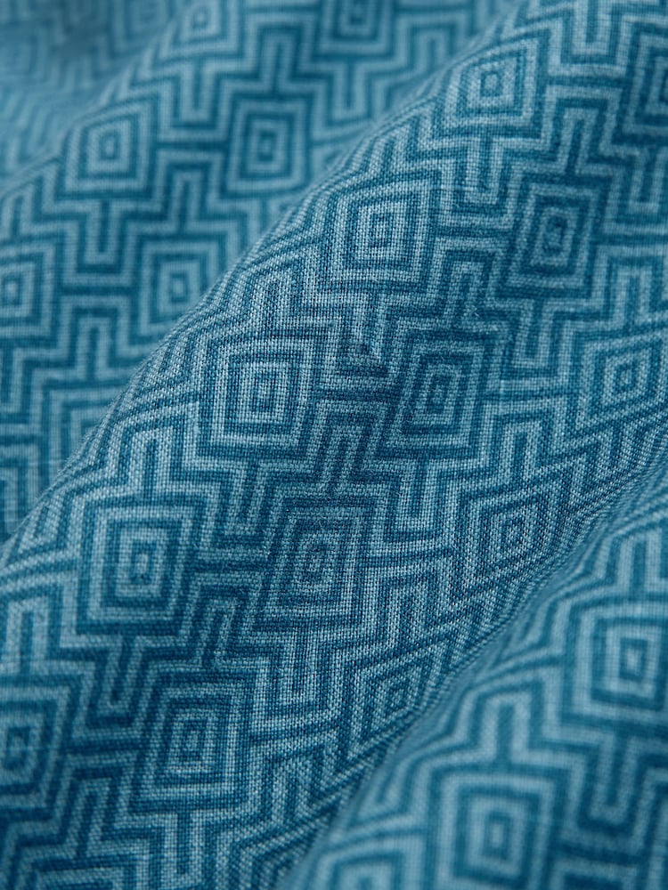 Azul - Camisa de manga comprida com estampa exclusiva 100% de linho - Imagem 7 de 7