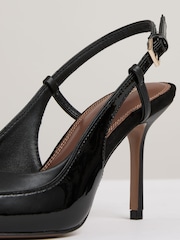 Reiss Black Leena Leather Slingback Court Shoes - Image 4 of 5