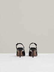 Reiss Black Leena Leather Slingback Court Shoes - Image 5 of 5