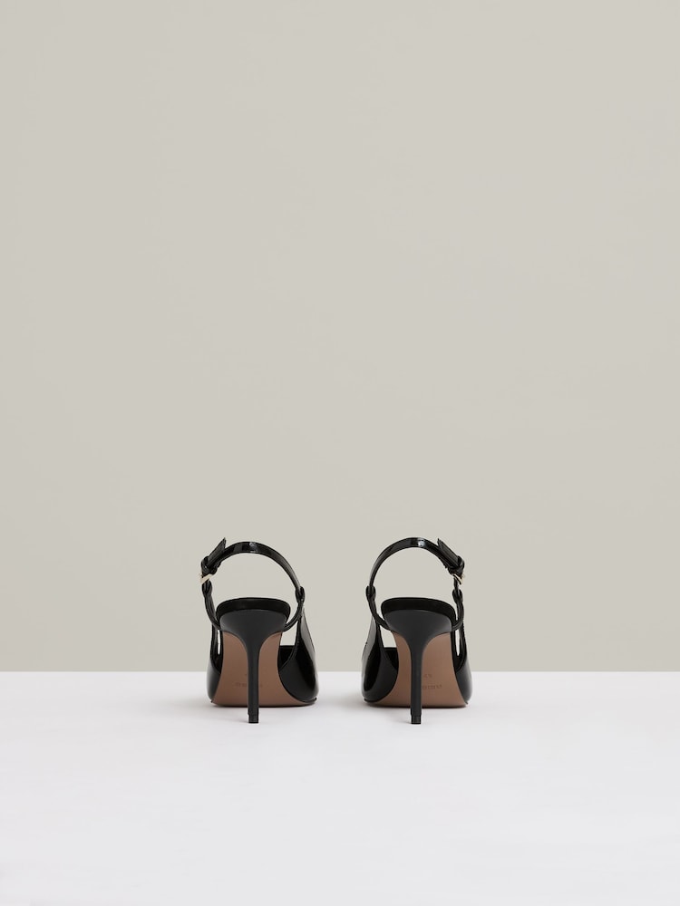 Reiss Black Leena Leather Slingback Court Shoes - Image 5 of 5