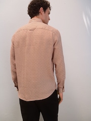 Rust Brown - Camisa de manga comprida com estampa exclusiva 100% de linho - Imagem 2 de 7