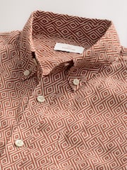 Rust Brown - Camisa de manga comprida com estampa exclusiva 100% de linho - Imagem 6 de 7