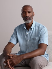 Blue Signature 100% Linen Printed Short Sleeve Shirt - Image 2 of 7