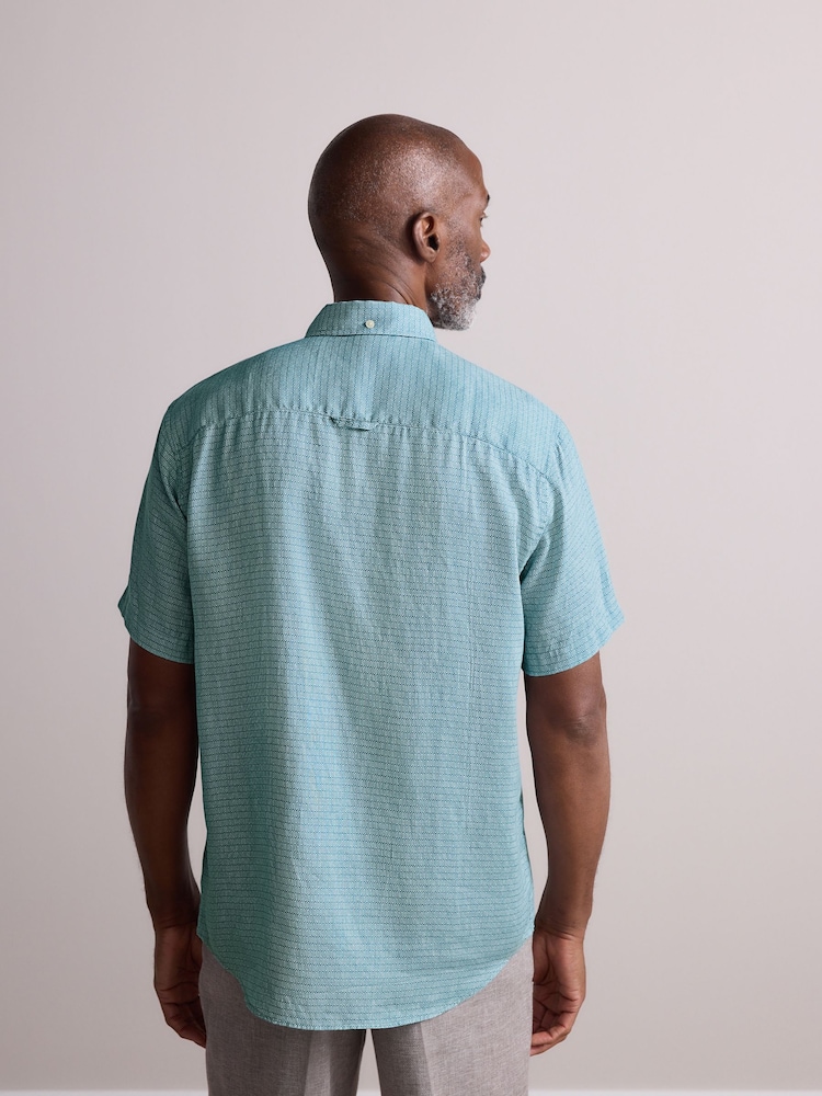 Blue Signature 100% Linen Printed Short Sleeve Shirt - Image 3 of 7