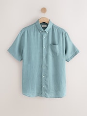 Blue Signature 100% Linen Printed Short Sleeve Shirt - Image 5 of 7