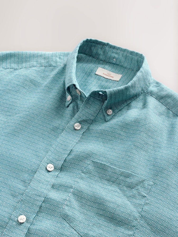 Blue Signature 100% Linen Printed Short Sleeve Shirt - Image 7 of 7