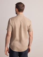 Pedra natural - Camisa de manga curta Signature 100% em linho - Imagem 3 de 8