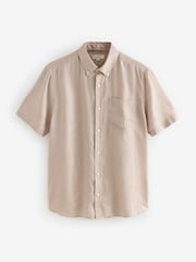 Pedra natural - Camisa de manga curta Signature 100% em linho - Imagem 6 de 8