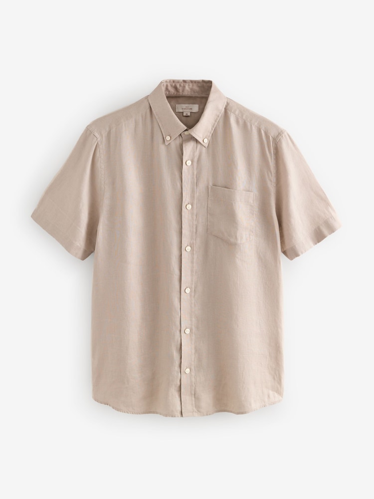 Stone Natural Signature 100% Linen Short Sleeve Shirt - Image 6 of 8