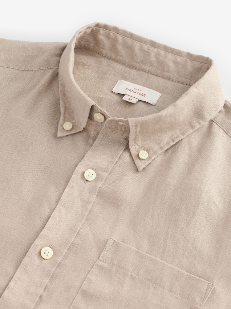 Pedra natural - Camisa de manga curta Signature 100% em linho - Imagem 8 de 8
