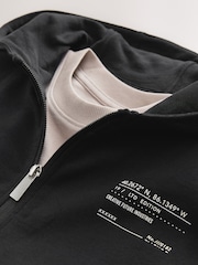 Black Dropped Shoulder Sleeveless Zip Through Hoodie and T-Shirt Set (3-16yrs) - Image 4 of 5