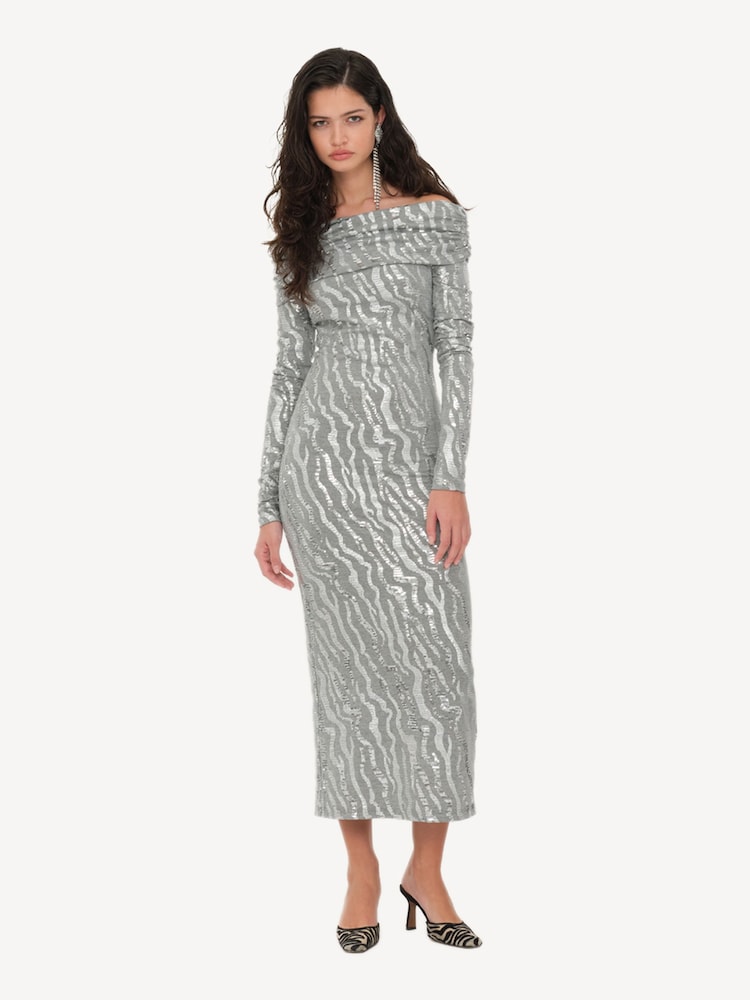 Rotate Grey Stretch Sequin Mini Dress - Image 1 of 6