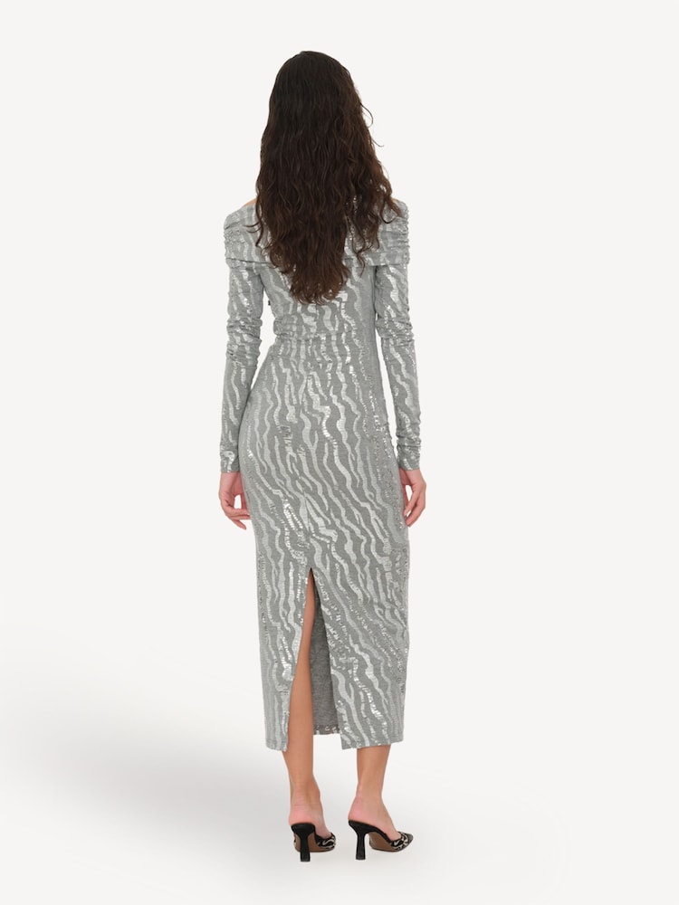 Rotate Grey Stretch Sequin Mini Dress - Image 2 of 6