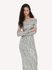 Rotate Grey Stretch Sequin Mini Dress - Image 3 of 6