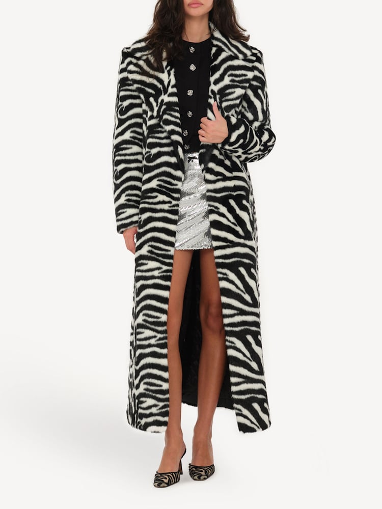Rotate Black Fluffy Clasp Coat - Image 1 of 5 Rotate Black Fluffy Clasp Coat - Image 1 of 5