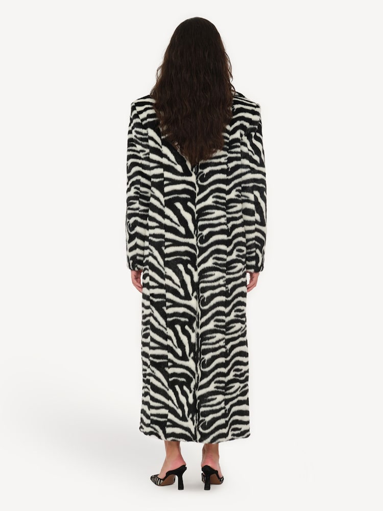 Rotate Black Fluffy Clasp Coat - Image 2 of 5 Rotate Black Fluffy Clasp Coat - Image 2 of 5