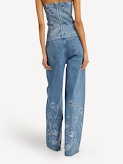 Rotate Blue Rhinestone Wide Leg Jeans - Image 2 of 7