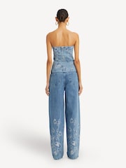Rotate Blue Rhinestone Wide Leg Jeans - Image 3 of 7