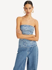 Rotate Blue Rhinestone Wide Leg Jeans - Image 4 of 7