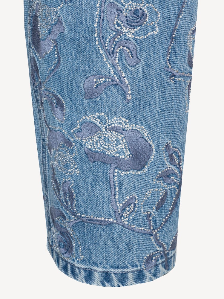 Rotate Blue Rhinestone Wide Leg Jeans - Image 7 of 7