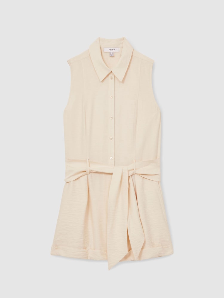Reiss Cream Millie Belted Beach Cover-Up Playsuit - Image 2 of 5