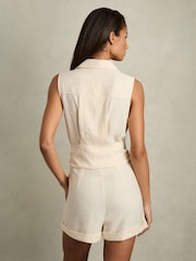 Reiss Cream Millie Belted Beach Cover-Up Playsuit - Image 4 of 5