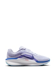 Nike White/Blue Winflo 11 Road Running Trainers - Image 1 of 9