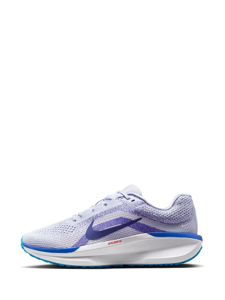 Nike White/Blue Winflo 11 Road Running Trainers - Image 2 of 9