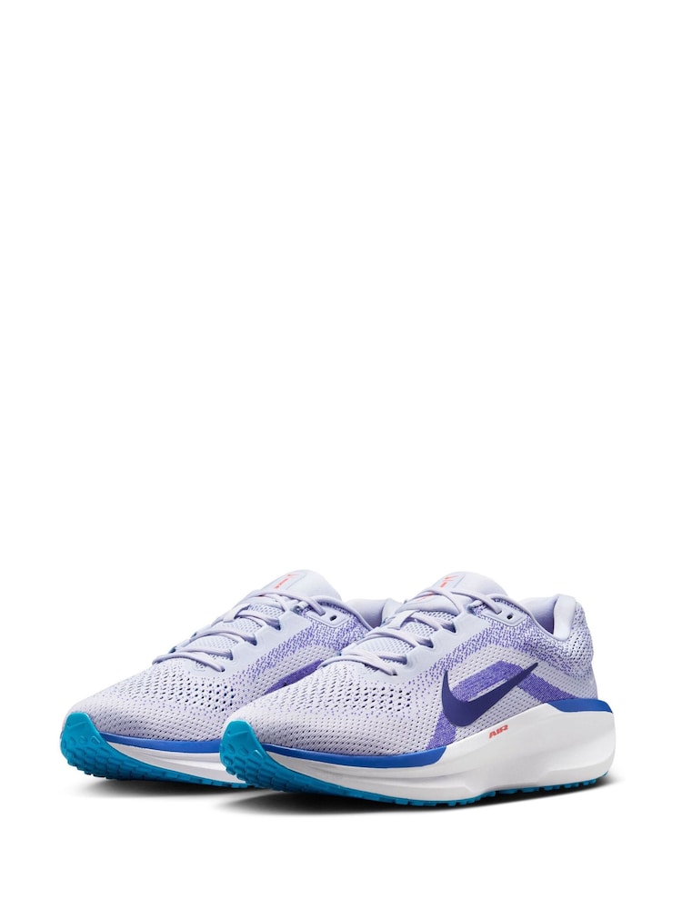 Nike White/Blue Winflo 11 Road Running Trainers - Image 3 of 9