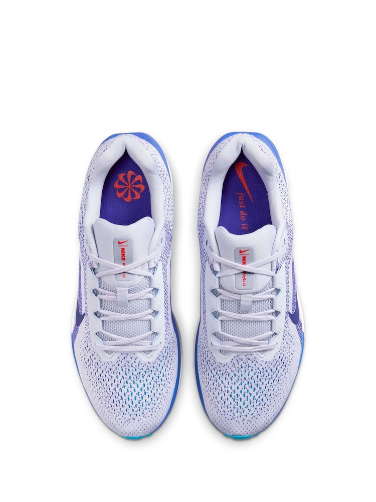 Nike White/Blue Winflo 11 Road Running Trainers - Image 5 of 9