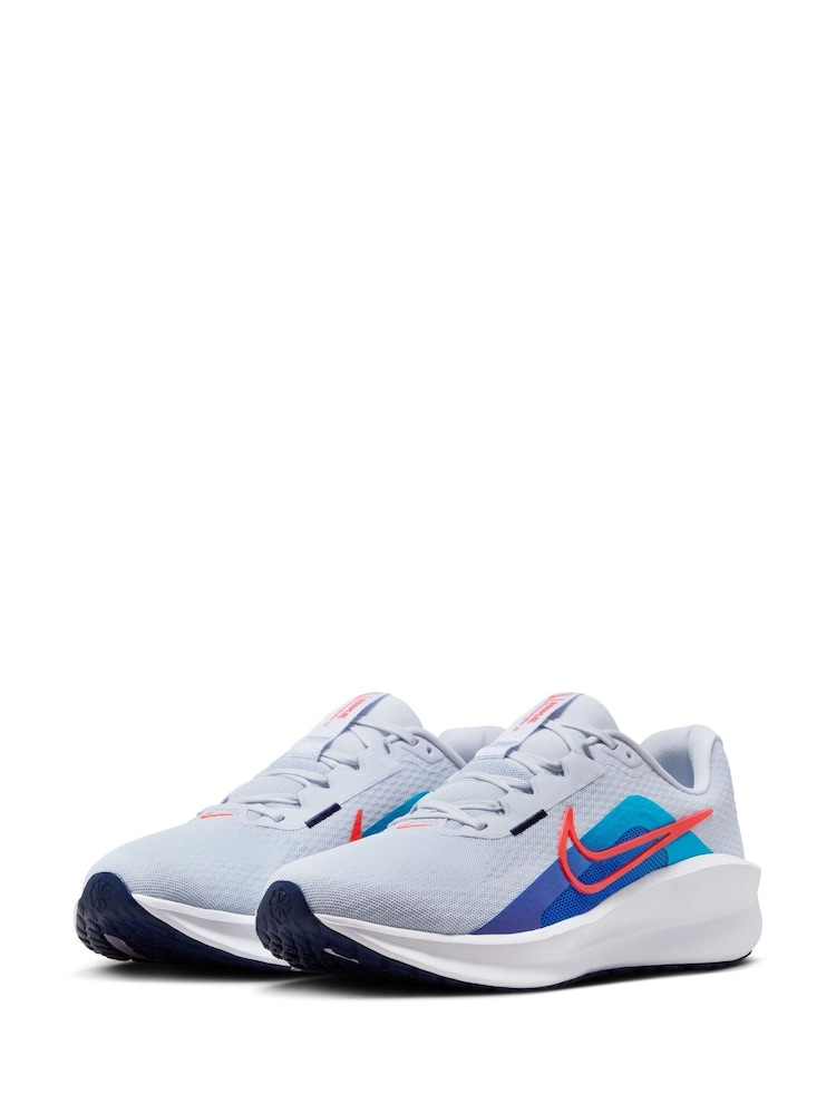 Nike White/Blue Downshifter 13 Road Running Trainers - Image 2 of 12