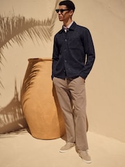 Navy Textured Shacket with Stitch Detail - Image 2 of 9