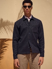 Navy Textured Shacket with Stitch Detail - Image 3 of 9
