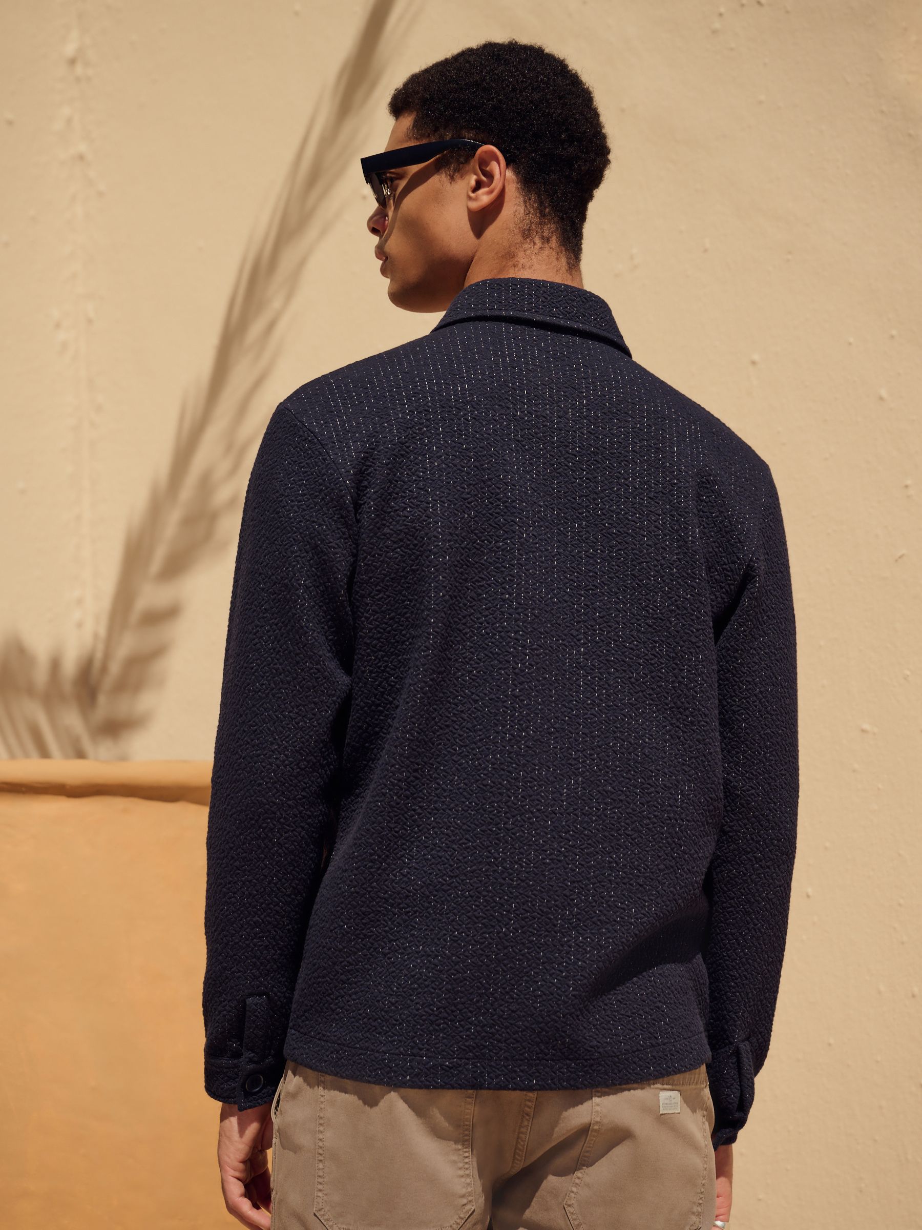Buy Navy Textured Shacket with Stitch Detail from the Next UK online shop