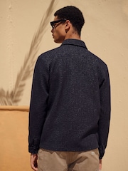 Navy Textured Shacket with Stitch Detail - Image 4 of 9