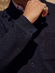 Navy Textured Shacket with Stitch Detail - Image 5 of 9