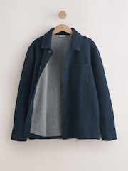 Navy Textured Shacket with Stitch Detail - Image 7 of 9