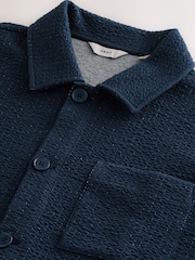 Navy Textured Shacket with Stitch Detail - Image 9 of 9