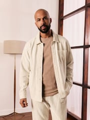 Écru neutre - Veste-chemise rayée - Image 1 de 6